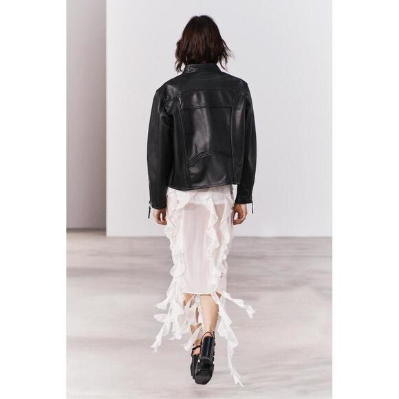 🖤 LIMITED ZW COLLECTION ZIPPERED LEATHER JACKET - Picture 7 of 10